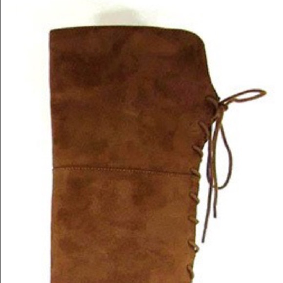 Chestnut Over-the-Knee Corset Back Boots - Picture 3 of 4
